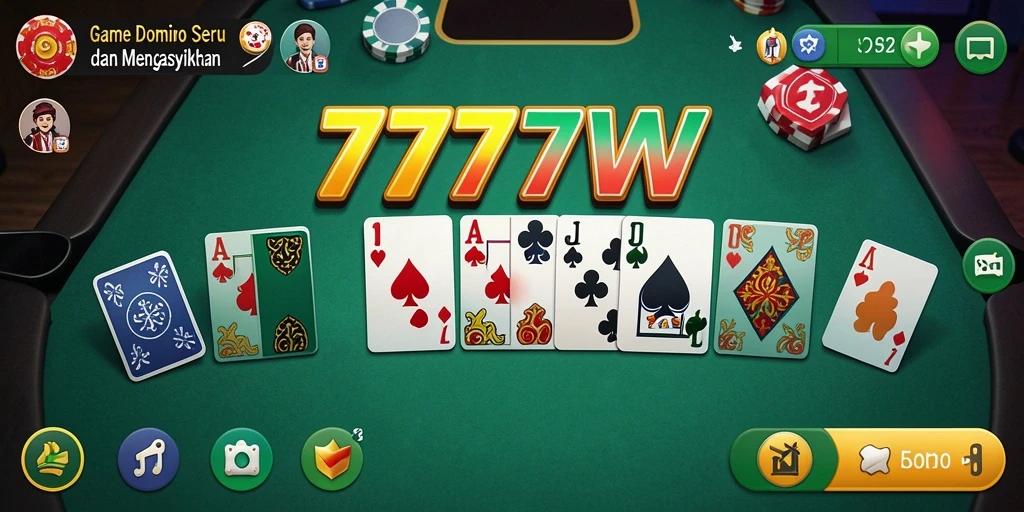 Tampilan gameplay seru dari 7777W dalam permainan Domino.