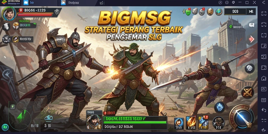 Tampilan gameplay <strong>BIGMSG</strong> dengan pertarungan strategis yang mendebarkan.