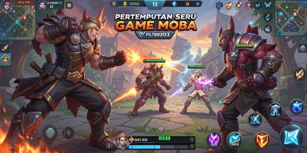 Tampilan gameplay dinamis dan seru dari game MOBA FILTER303.