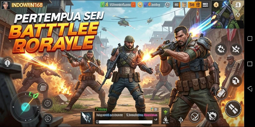 Tangkapan layar menunjukkan aksi menegangkan dalam permainan Battle Royale.