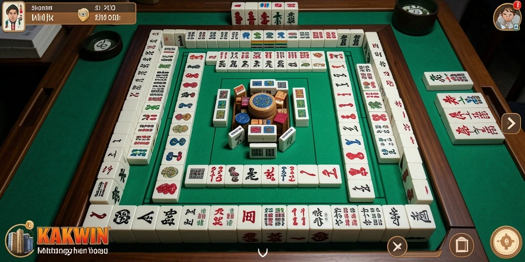 Screenshot KAKWIN menampilkan gameplay Mahjong yang seru dan penuh warna.