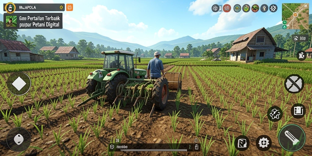 Screenshot utama RAJAPOLA yang menunjukkan gameplay pertanian yang menarik.