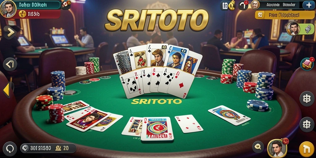 Menampilkan gameplay seru dalam aplikasi Poker SRITOTO.