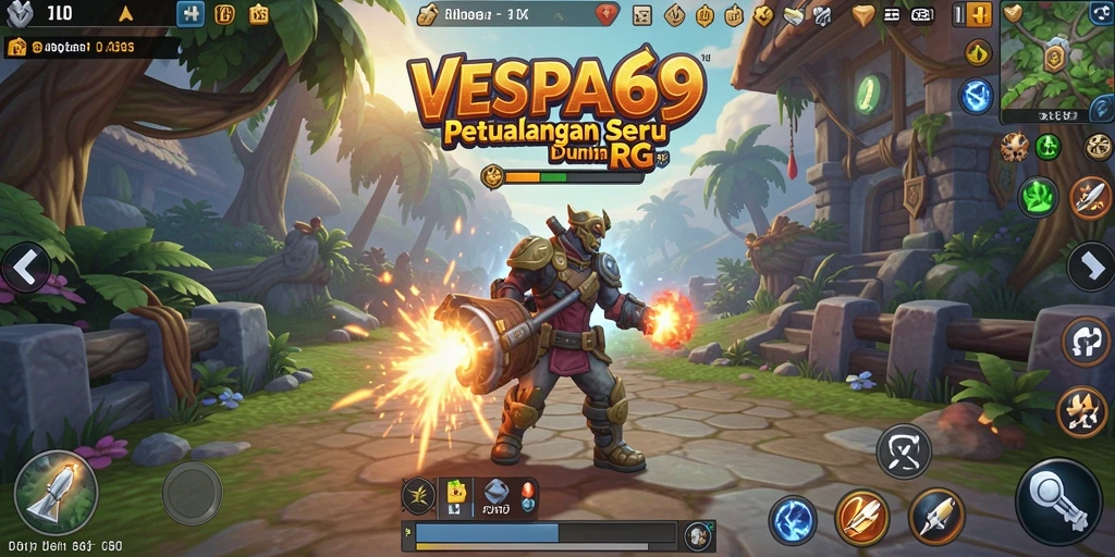 Tampilan screenshot utama VESPA69 menampilkan aksi menegangkan dalam gameplay RPG.