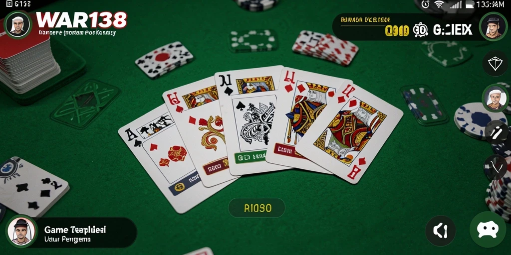 Tampilan seru gameplay Gaple dengan kartu yang menarik.